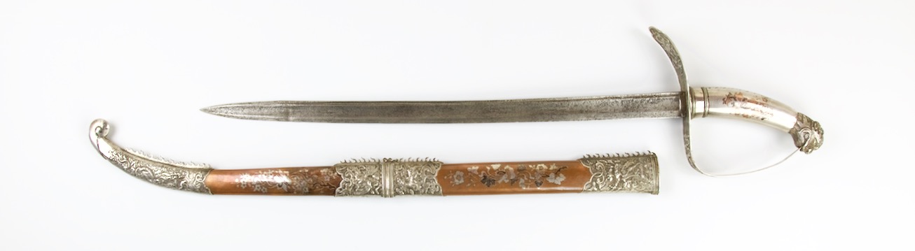 A very rare antique Vietnamese ceremonial saber with all metal hilt and scabbard. Peter Dekker www.mandarinmansion.com