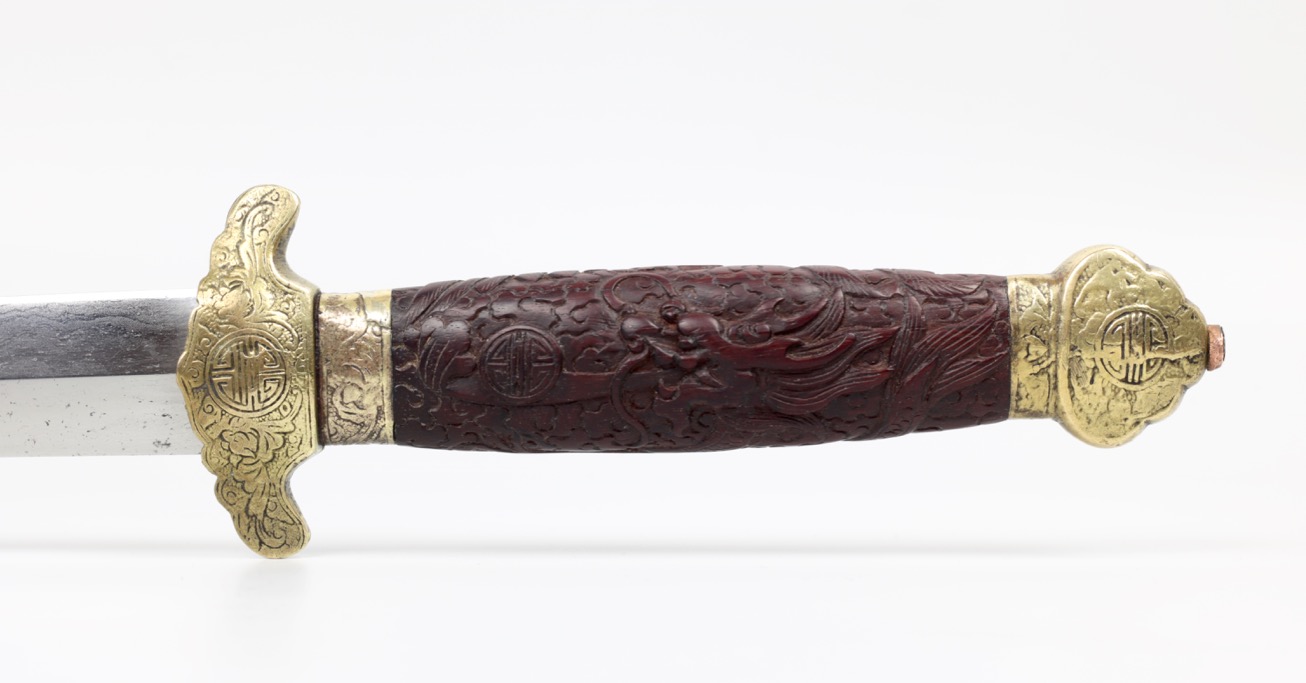 An antique Chinese scholar's straightsword or jian.