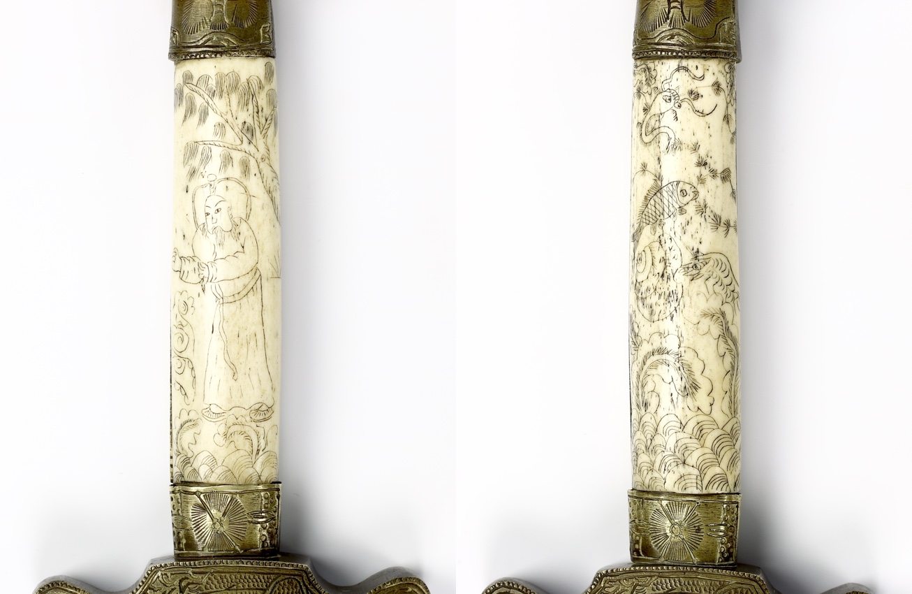 A large Chinese straightsword with Qianlong reign marks.