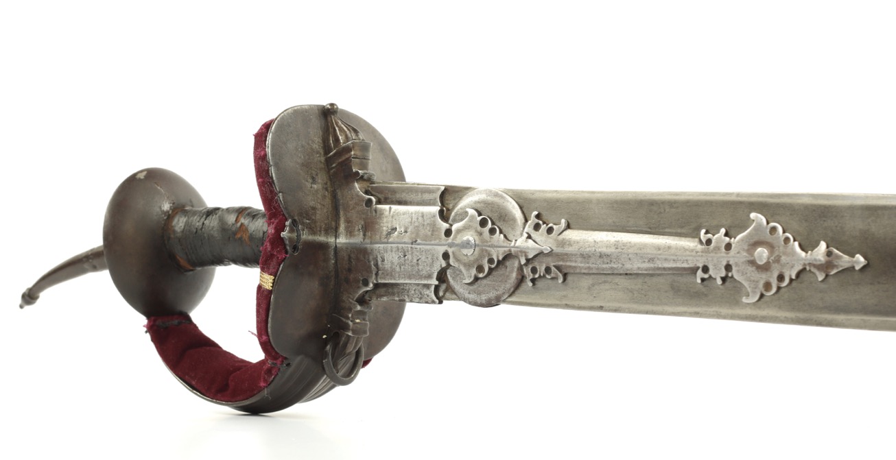 A heavy all-steel Indian khanda sword with wootz blade