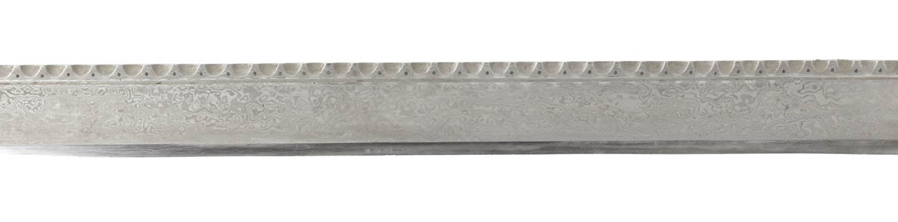 A large Indian backsword with mechanical damascus steel blade