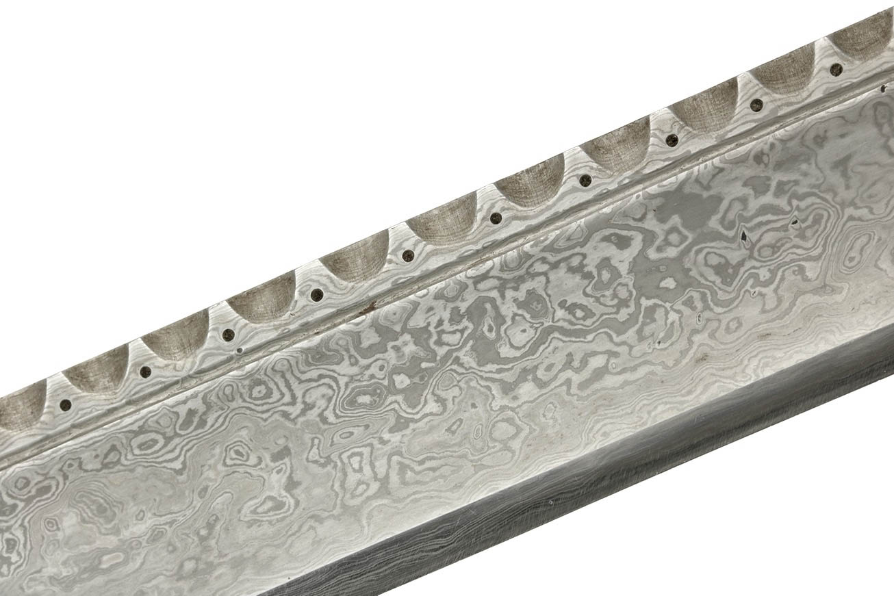 A large Indian backsword with mechanical damascus steel blade