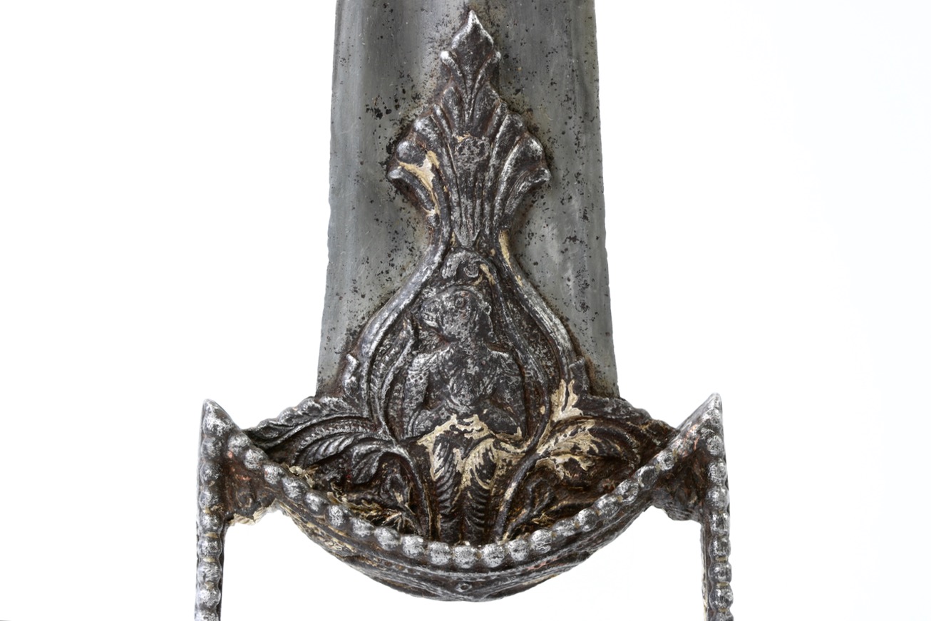 Hanuman on an antique katar of a style associated with the Tanjore armory.