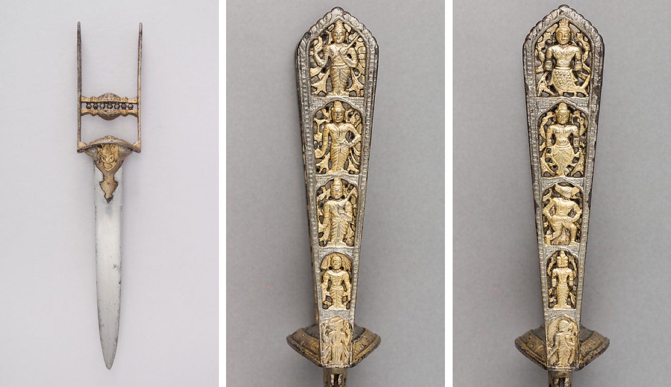 Double-noose knot on an antique katar of a style associated with the Tanjore armory.