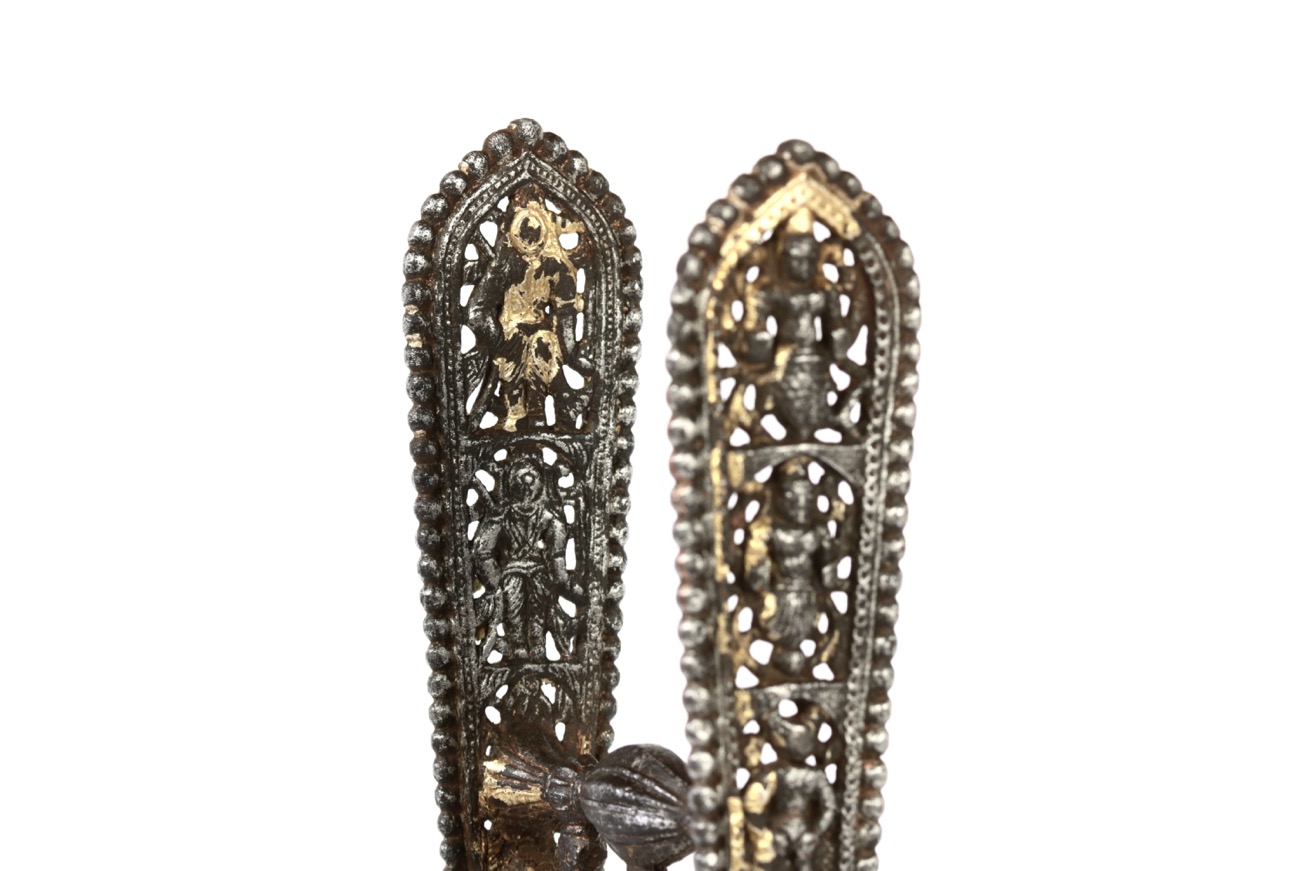 A south Indian katar, Tanjore style, with ten avatars of Vishnu chiseled out of the handle.