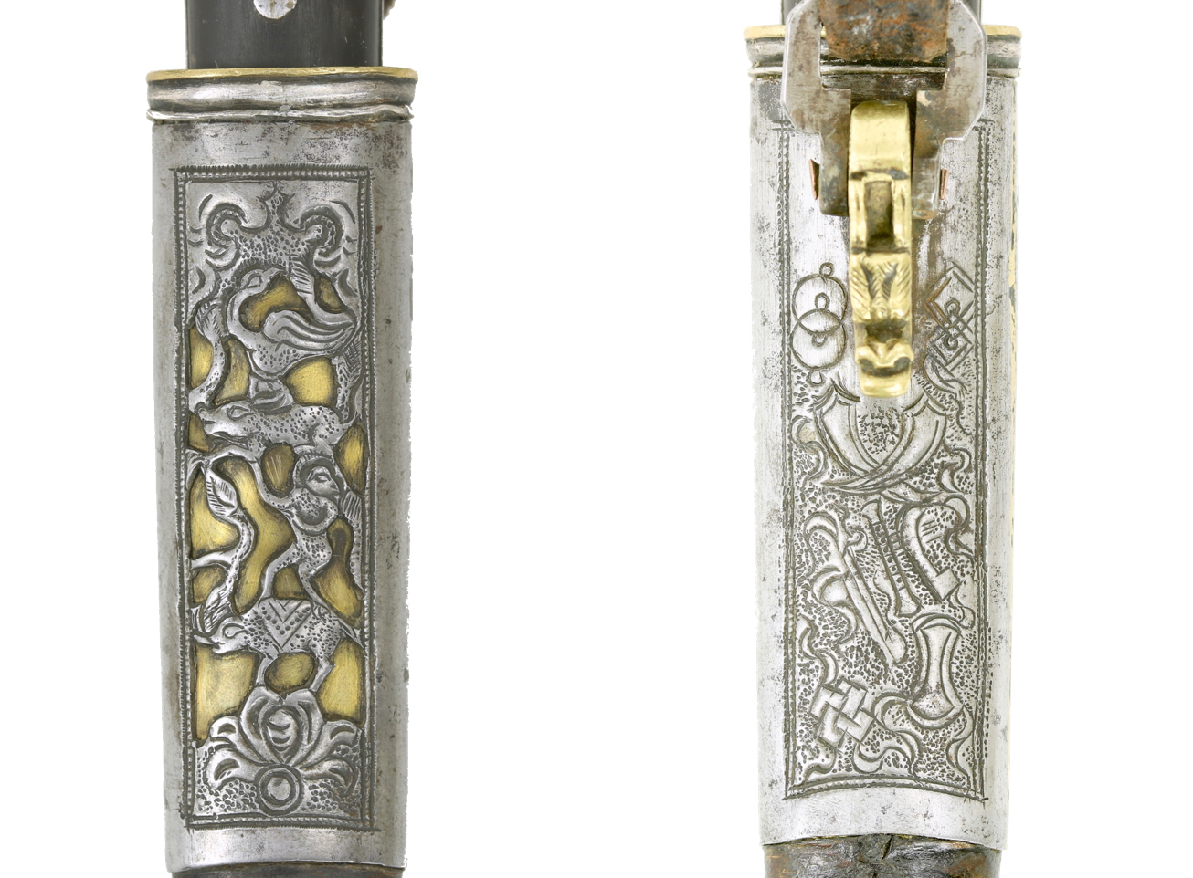 Symbols on an antique Mongolian knife scabbard