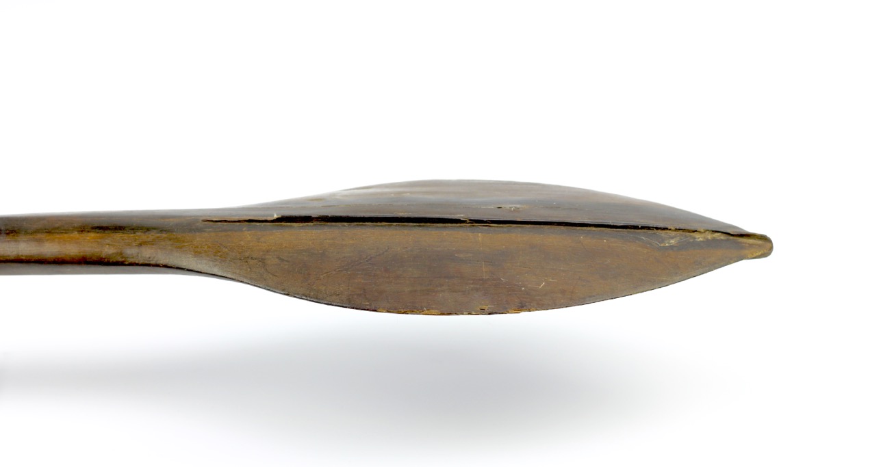 A war club from the Solomon island, of paddle shape which is typical for those found on the island of Nggela, also known as Florida island, in the center of the archipelago.