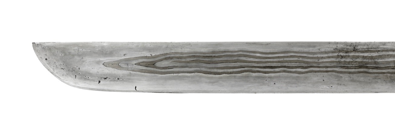 Close-up of a blade with conventional Tibetan hairpin forging