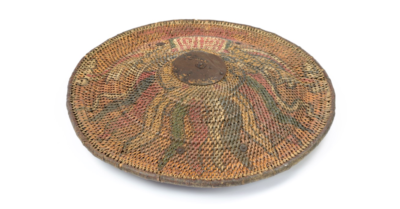 An antique Vietnamese rattan shield